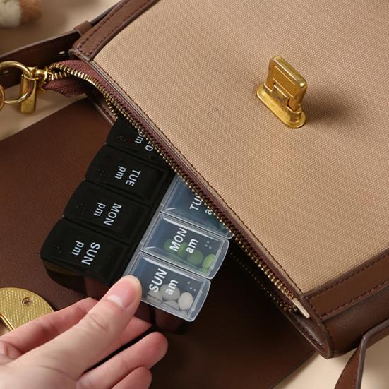 Pill Organizer with Letters Health Care Drop Resistance 7 Days Weekly Tablet Box Portable Classification Large Capacity