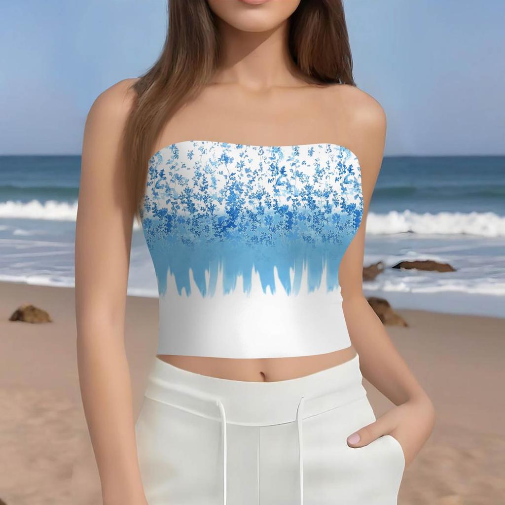 Crop Tops For Women Sexy Cami Tank Summer Tube Sleeveless Printed Camisole Shirt Vest