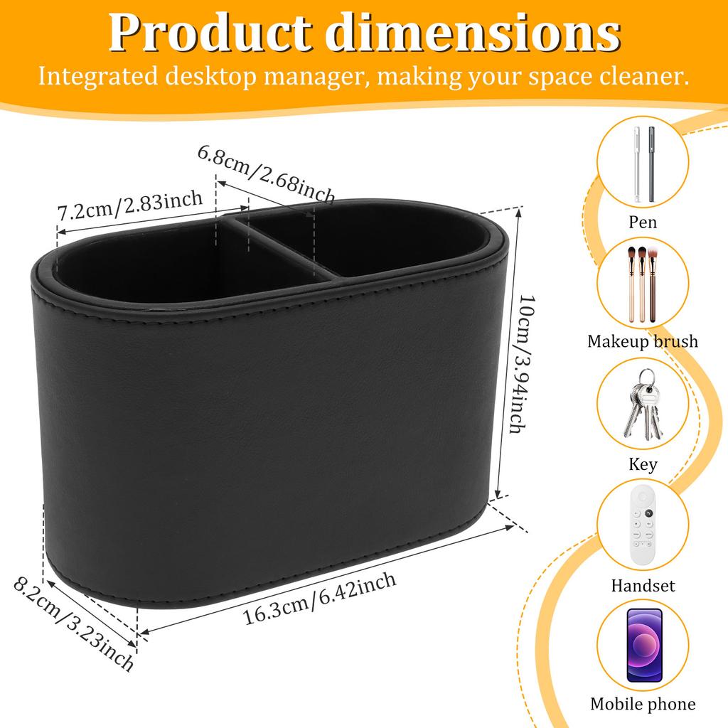 Подставка для ручек из ПУ кожи, настольный органайзер-подставка с 2 отделениями, многофункциональный держатель для пульта дистанционного управления для дома, школы, офиса
