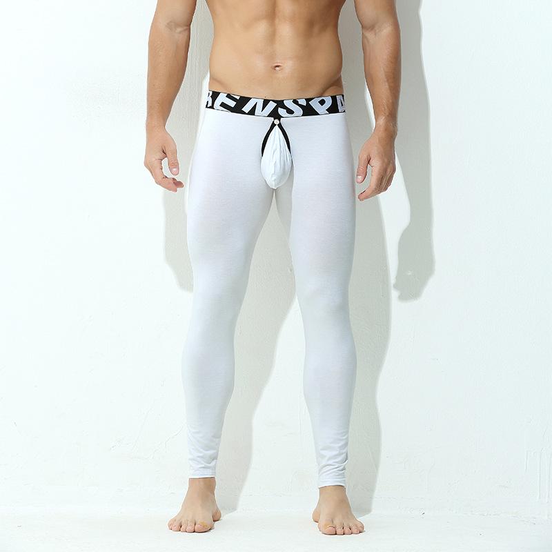 Мужские хлопковые базовые леггинсы для кросс-кантри: Фронтальная застежка, Высокая эластичность, Дышащий, Плотно прилегающий, U-выпуклый дизайн, Длинное нижнее белье.