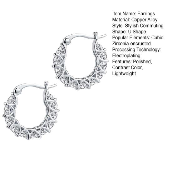 1 пара женских сережек-обручей с кубическим цирконием, круглые, маленькие серьги-кольца, серьги-клипсы для выпускного вечера, медные круглые серьги