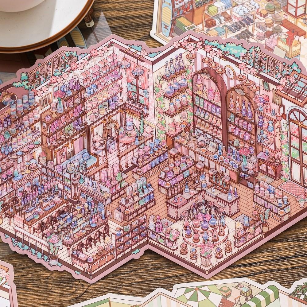 Large Size 3D Scene Stickers Shop Theme Mini Landscape Sticker Stacking Stickers Children Gifts