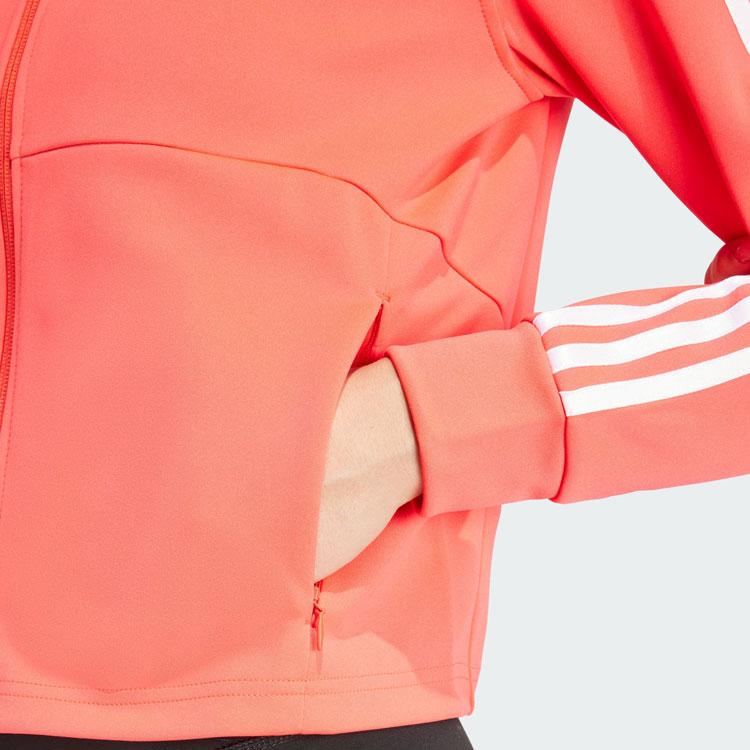Adidas Женская куртка Aeroready Train Essentials с тремя полосками и цветными блоками, воротником-стойкой и длинными рукавами, красная IS3976