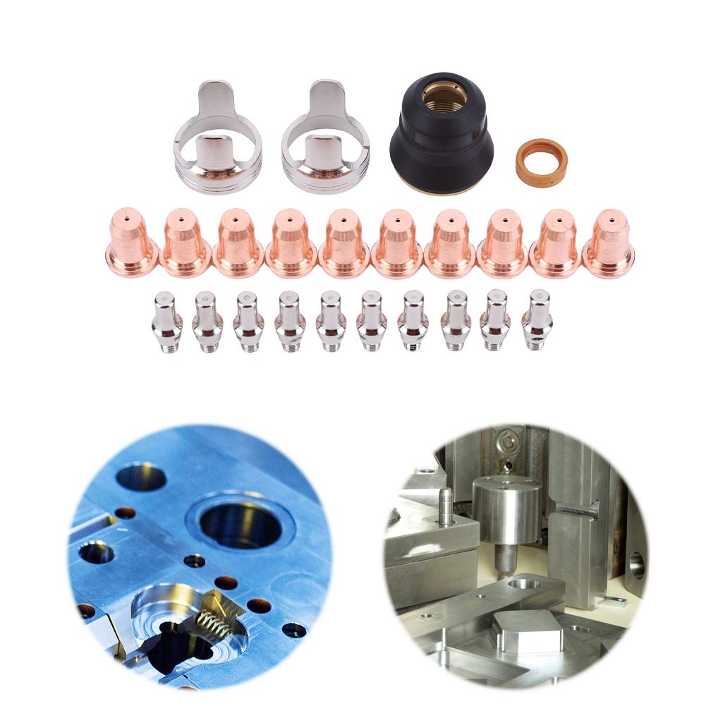 24pcs IPT40 Plasma Tips Kit Welding Parts Torch Plasma Cutting Shield Cap for YESWELDER CUT 55DS Pro CUT 65DS Plasma Cutter