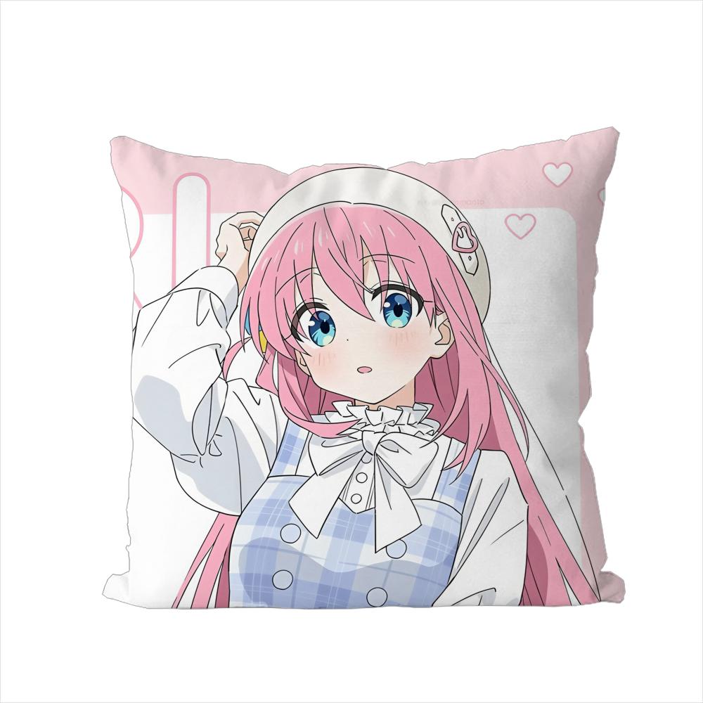 Наволочка для подушки Bocchi The Rock для автомобиля, дивана, декоративная для дома, двусторонняя печать, плюшевая, квадратная, декоративная подушка, чехол