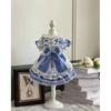 Original Hamdmade Pet Dog Clothes Pure Cotton Blue Lace Bow Party Princess Dresses For Small Medium Dog Poodle Puppy Coat Skirts