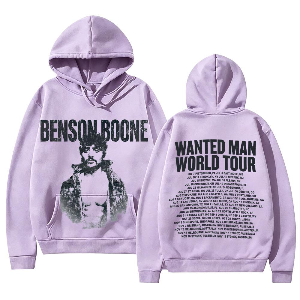Benson Boone Merch Sweatshirts Wanted Man Ash Hoodie Fashion High Street Hoody Unisex Vintage Aesthetic Graphic Print Pullovers