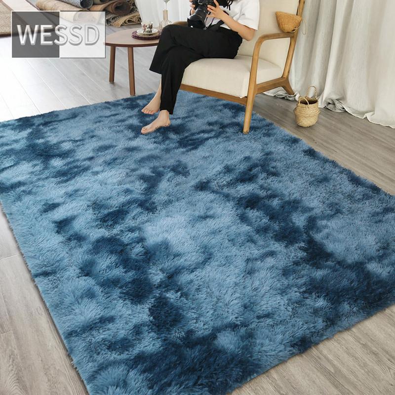 Плюшевый ковер для гостиной с градиентным разноцветным лохматым мягким напольным ковриком в спальне, лохматый ковер для детской комнаты