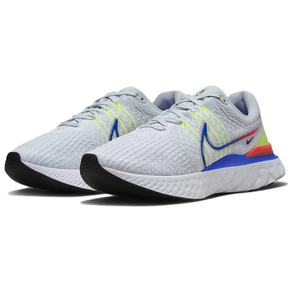 Nike React Infinity Run Flyknit 3 Platinum Racer Blue Men Sneakers Grey Pure-Platinum Bright-Crimson DX3353-001