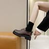 2025 Autumn New British Leather Loafers Women's Platform Lace-up Casual Shoes Women's Retro Small Size Beanie Shoes Women