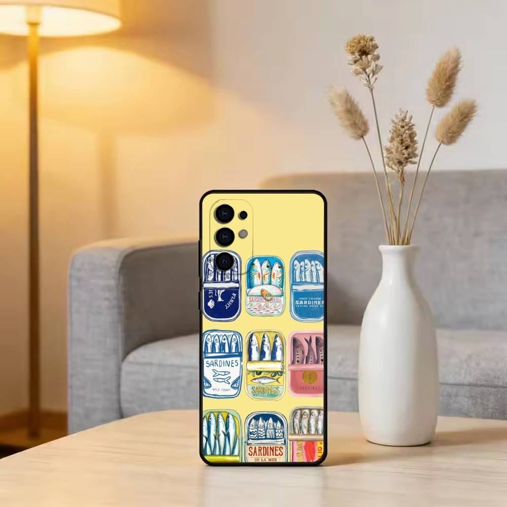 S-Sardines F-Fish Art Phone Case For Samsung S25,S24,S21,S22,S23,S30,Ultra,S20,Plus,Fe,Lite,Note,10,Black Cover