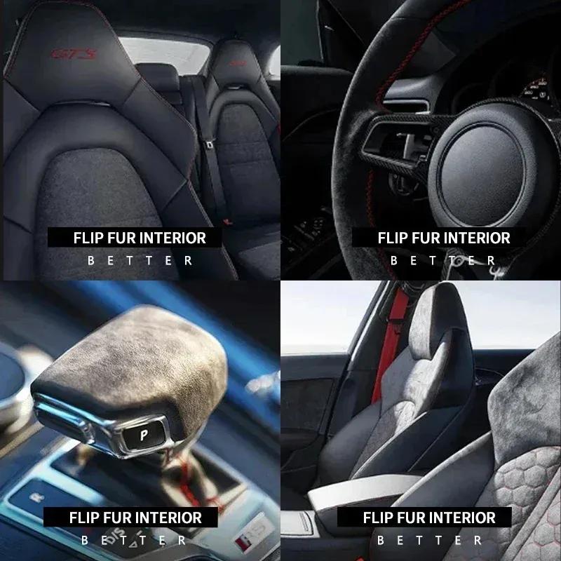 Top Suede Car Styling Steering Wheel Center Label Sticker Decals For Porsche Panamera Macan Cayenne 718 911 Interior Accessories