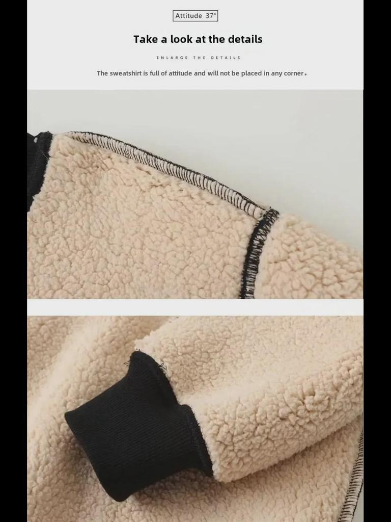 Men's Plush Fleece Casual Sports Suit: Warm Round Neck Sweatshirt & Trousers Set for Autumn/Winter