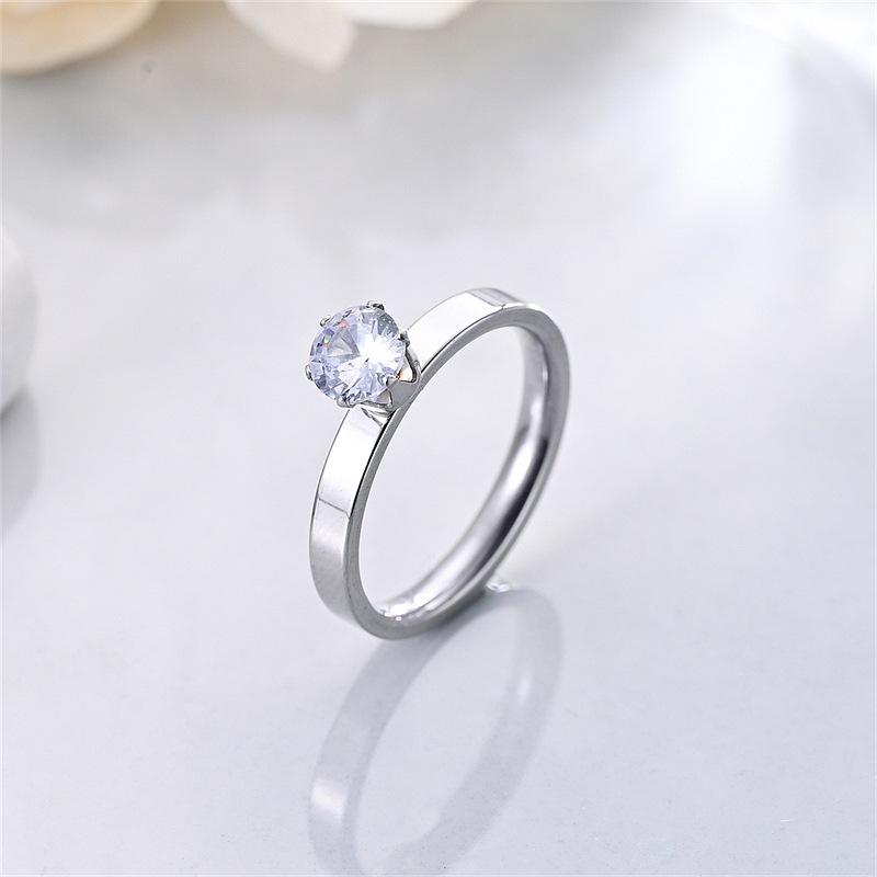 ins fashion titanium steel zircon ring for women, high-end shiny couple diamond ring Amazon