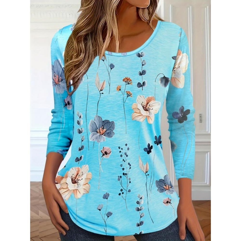 Футболка с длинным рукавом и ярким цветочным принтом 3D, модный узор, женская одежда, повседневная одежда y2k, женская одежда Harajuku