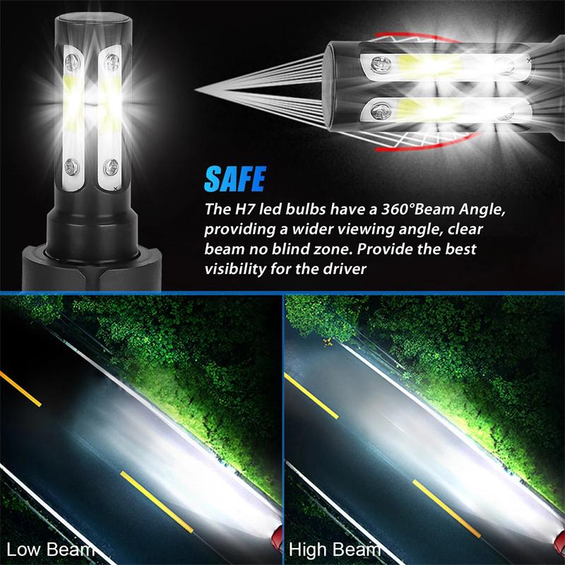 2Pcs 9007 Hb5 Led Headlight Bulbs Conversion Kit High Low Beam Car Headlight Single-Beam 6500K Super White