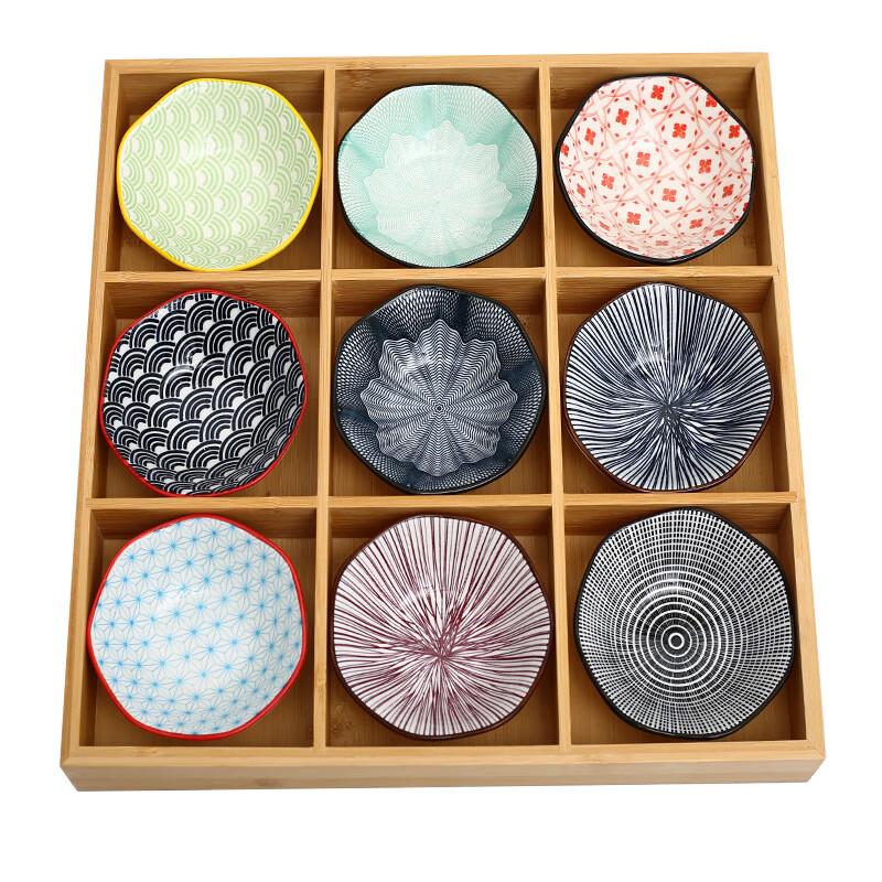 Набор из бамбука и керамики с разделителями в скандинавском стиле для соусов