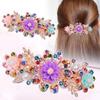 1 шт. Новая хрустальная заколка для волос, металлическая пружинная заколка, красочный аксессуар для волос в виде цветка с имитацией бриллиантов, подходит для использования девочками