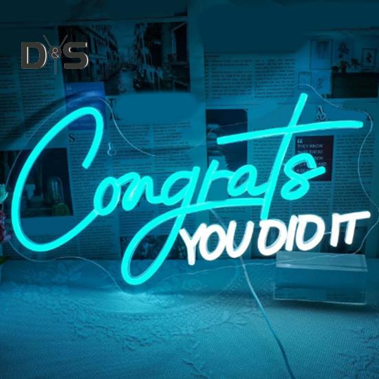 Светодиодная неоновая вывеска Congrat Grad, не мерцает, яркость регулируется, питание от USB, ночник Congrat Graduation Sign
