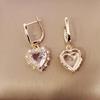 Роскошные серьги-капли в форме сердца с кубическим цирконием для женщин, новые серьги золотого цвета с пряжкой, модные ювелирные изделия, свадебные аксессуары