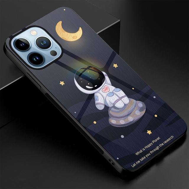 Чехол с милым астронавтом с рисунком для Iphone 14 13 12 Pro Max Mini Xs Xr X, чехол из закаленного стекла для Iphone 7 8 6s Plus Se 2022 11