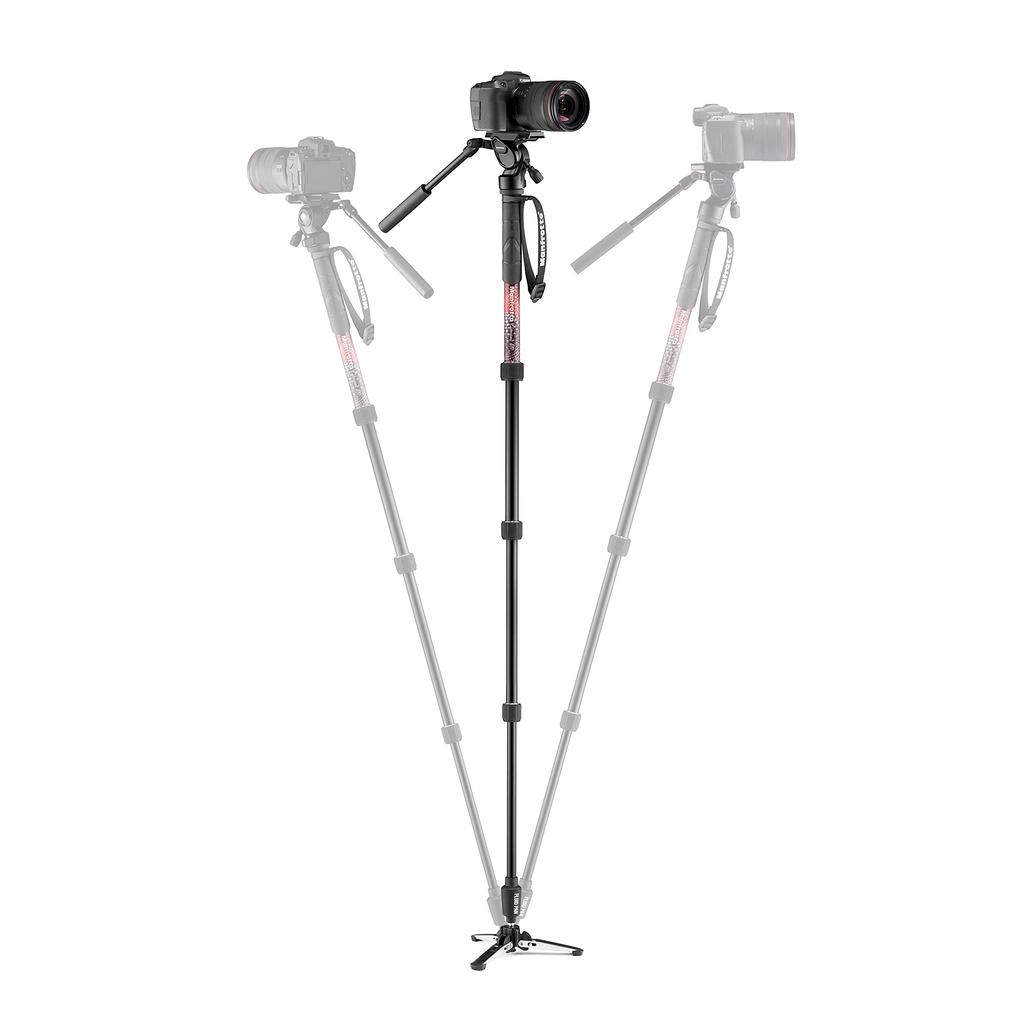 Manfrotto Element MII Video Monopod with Fluid 4 Twist Red Head, Aluminum, Sections, 137.7cm Height, 1.05kg Weight, Lock, MVMELMIIA4LIVE,