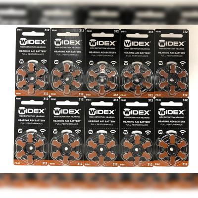 Батарейка для слухового аппарата Widex Размер 312 (PR41) (10 пакетов = 60 батарей)