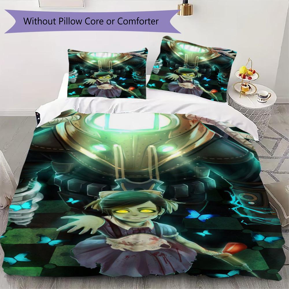 BioShock Pattern Bedding,Quilt Set Quilt Cover Pillowcase Home Birthday Gift (1*duvet cover+2*pillowcase,without core)SSJT0917031