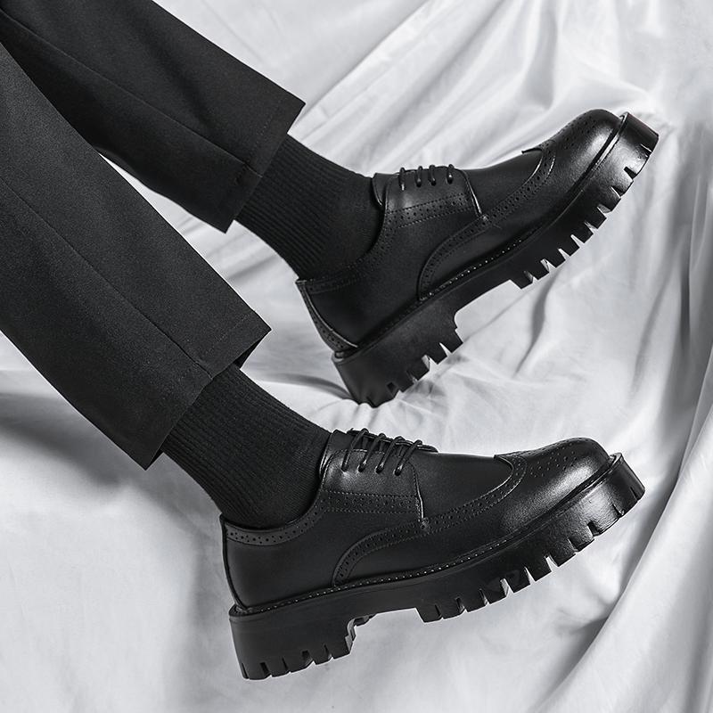 Британский стиль броги туфли для мужчин бизнес повседневная мода дорожные кожаные туфли на толстой подошве мужские туфли на платформе свадебное платье