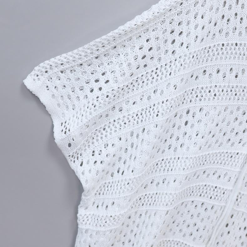 Summer Women's Swimwear Sunwear Cover-up Loose Beach Pullover Hollow Knit Seaside Holiday Outer Batshirt