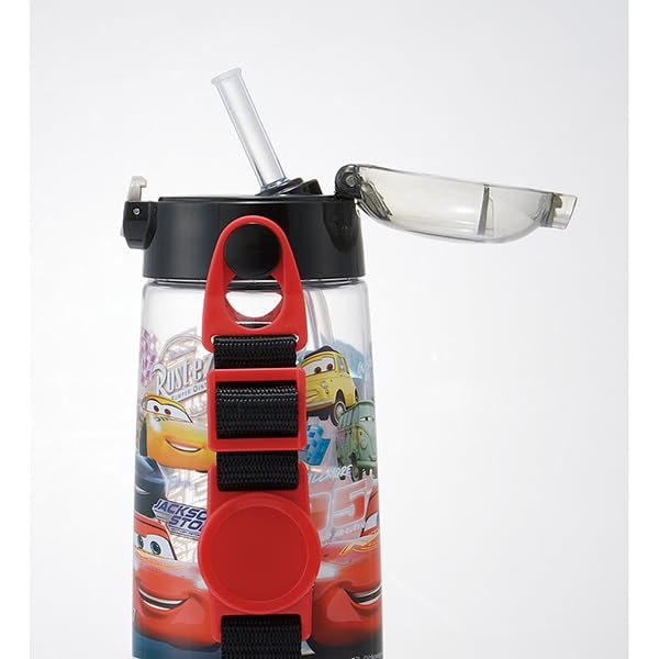 Бутылка для воды Skater с трубочкой, прозрачная, 480 мл, силиконовая, Disney Cars 23, для мальчиков, детская, PDSH5-A