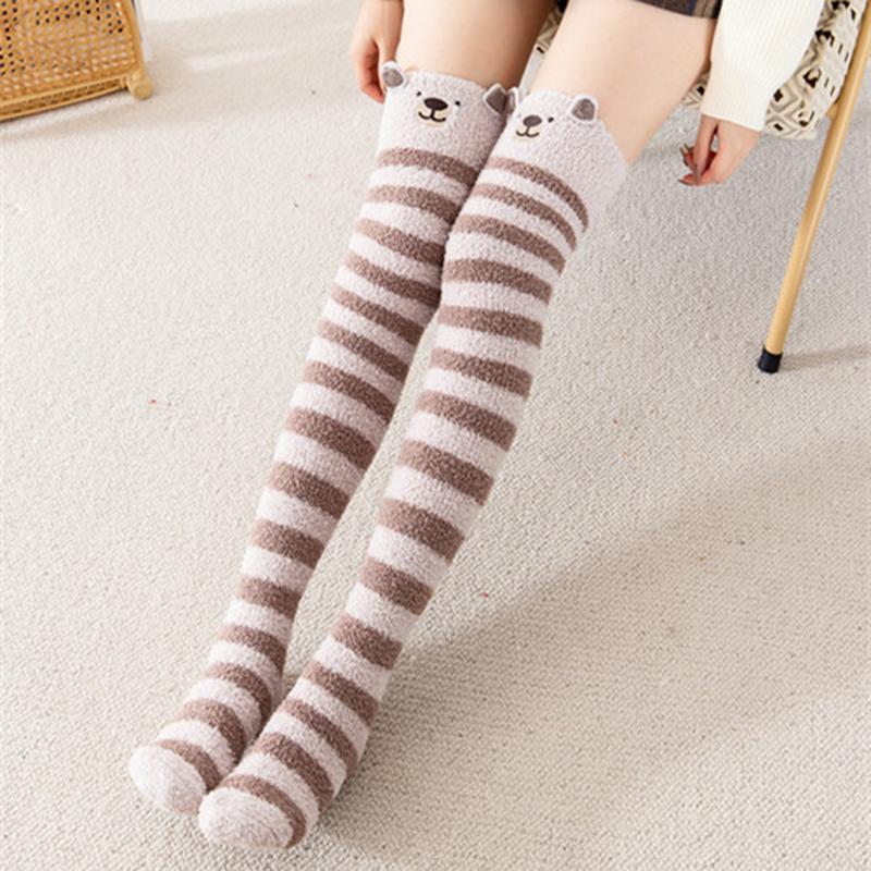Cartoon Knee Length Women's Cute Socks Thickened Warm and Comfortable Long Tube Sleep Socks