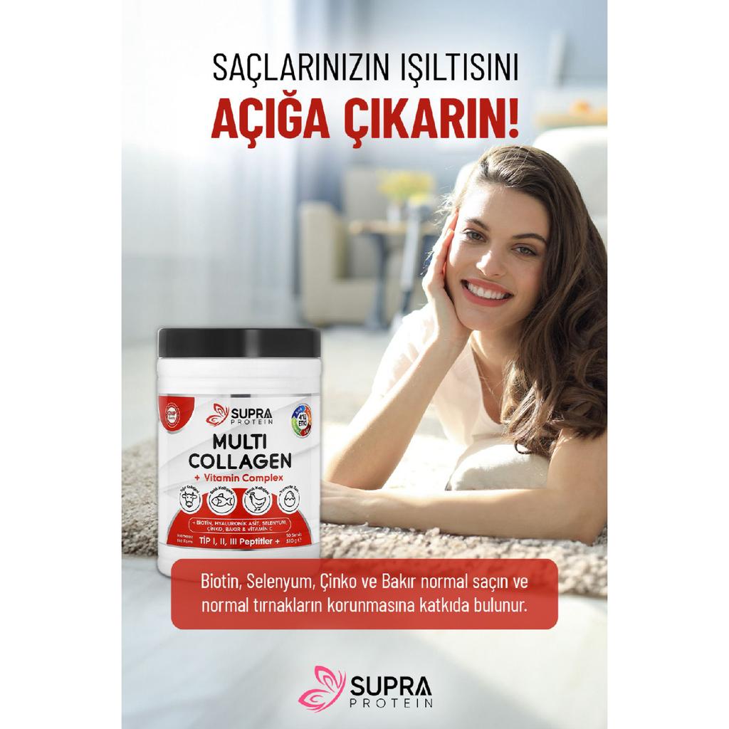 Мультиколлагеновый мультивитаминный порошок Формула 5 типов коллагена, витаминов, добавок для здоровья и красоты