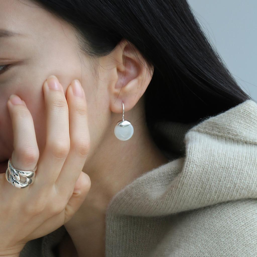 Нишевая Личность Уникальные Простые Модные Позолоченные 18K Настоящим Золотом Вставки Черный Агат Белый Перламутр Подвески Серьги Женские