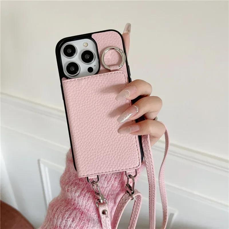 Кожаный чехол-кроссбоди для телефона для iPhone 13 12 Mini 16 Plus 15 14 11 Pro Max XS Кошелек с держателем для карт Противоударный чехол