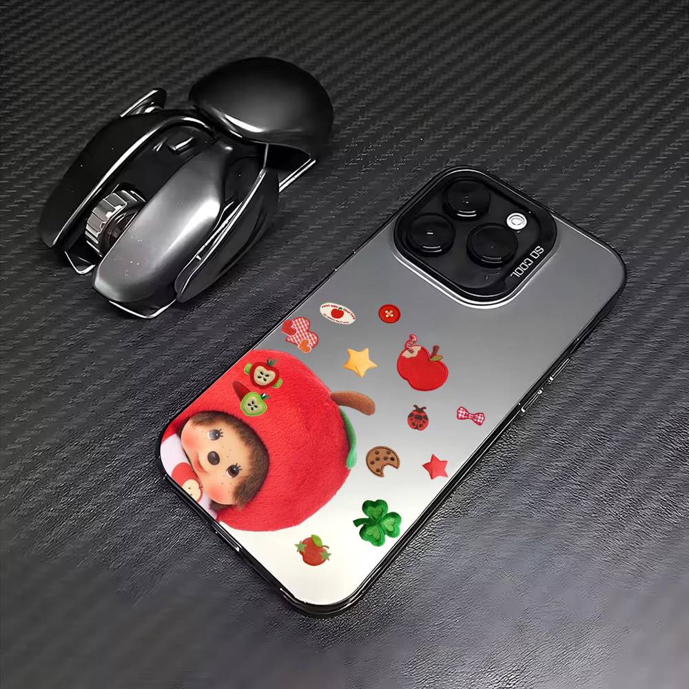 Милый D-Doll M-Monchhichis Чехол для телефона для iPhone17,16,15,14,13,12,11 Plus,Pro Max Цветной Серебряное покрытие Внутренняя крышка
