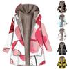 Women's Casual Large Print Zipper Plush Hooded Long Sleeve Coat With Pockets