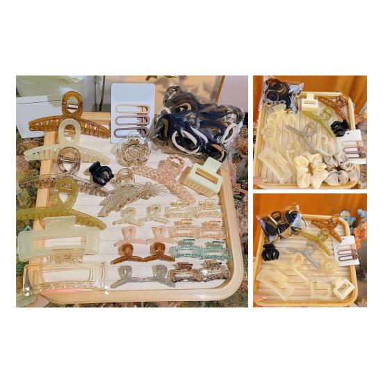 32/40/80Pcs Hair Claw Set Variety Geometric Shape Plastic Hairpin Anti-slip Teeth Back Head Hair Clip Hair Accessories