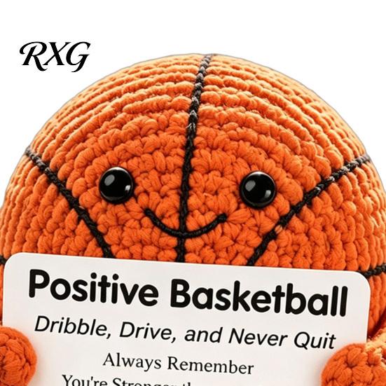Pocket Sized Inspirational Gift for Athletes Knitted Positive Sports Ball Plush, Emotional Support Doll with Personalized Keepsake Softball
