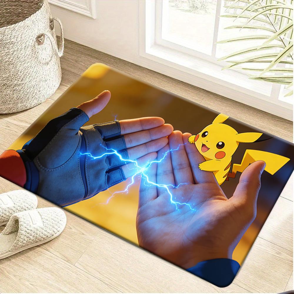 Pokemon Cute Characters Sleeping Hammock Print Non-slip Doormat, Soft Absorbent Floor Rug for Home Decor