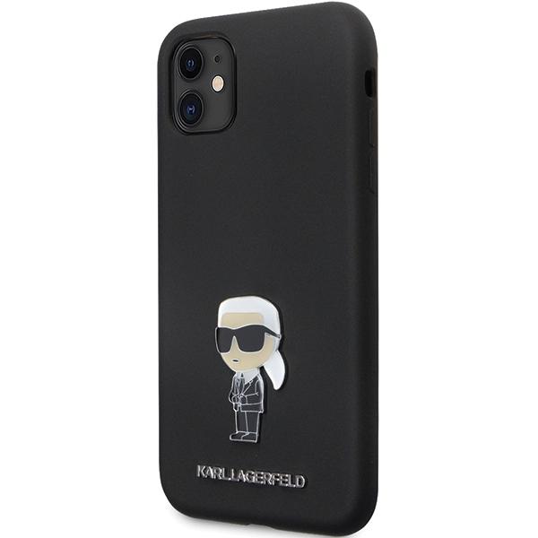 Etui do iPhone 11 Karl Lagerfeld Silicone Ikonik Metal Pin Czarne