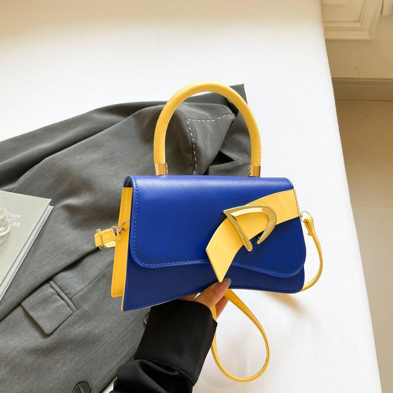 Модная контрастная расцветка Новая нишевая текстурная сумочка Повседневная универсальная простая на плечо мессенджер