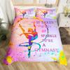 Gymnastics Dance Lovers Duvet Cover King,Watercolor Butterfly Star Sky Bedding Set 3pcs,Silhouette Rainbow Graffiti Quilt Cover