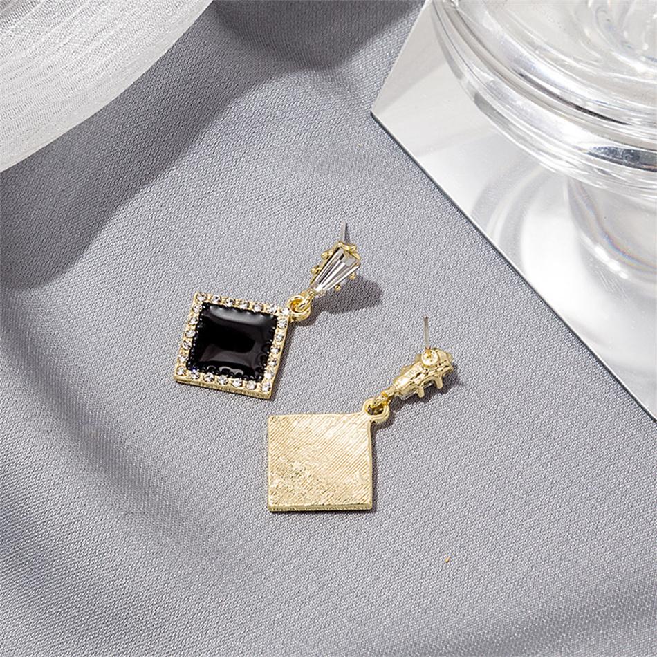 Геометрические черные квадратные серьги-подвески с кристаллами CZ для женщин, девушек, ювелирные изделия, рождественский подарок