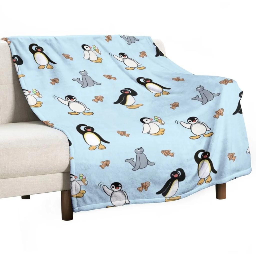 Плед Noot Pingu and Friends, мягкое плюшевое плед, милое плед, летнее плед в клетку