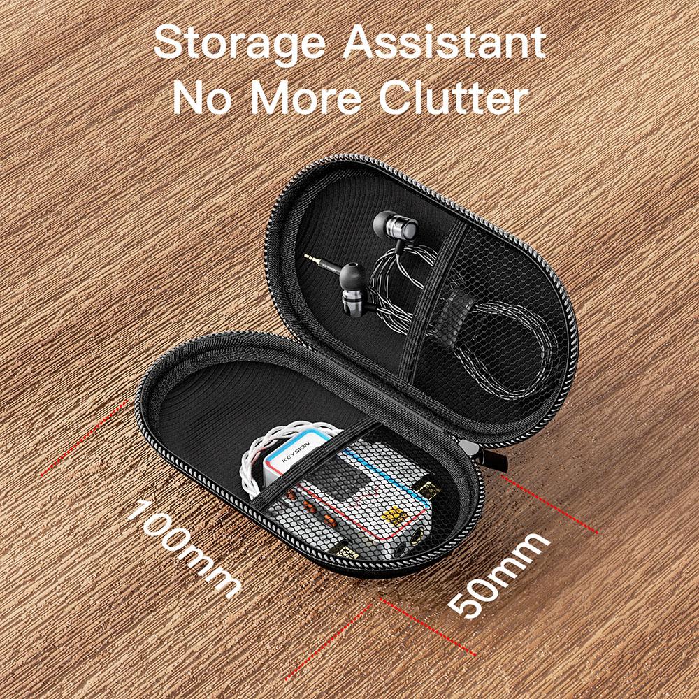KEYSION PU Leather EarPhones Case Travel Dustproof DAC Headphone Amplifier AMP Cable Oval Storage Box Bag Headset Accessories