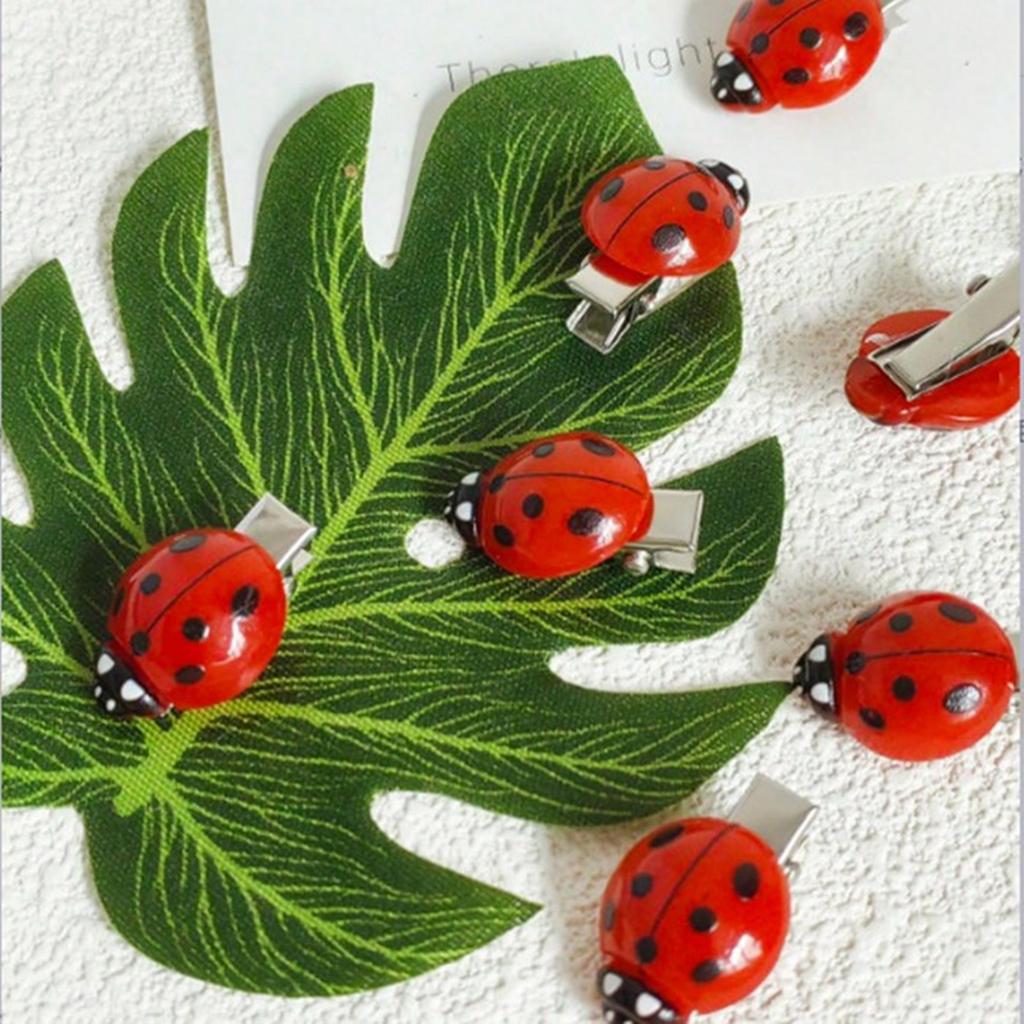 6 шт. мультяшные заколки для волос в виде божьей коровки, заколки с сильной фиксацией, модные аксессуары для волос для детей, девочек, женщин, для повседневной носки