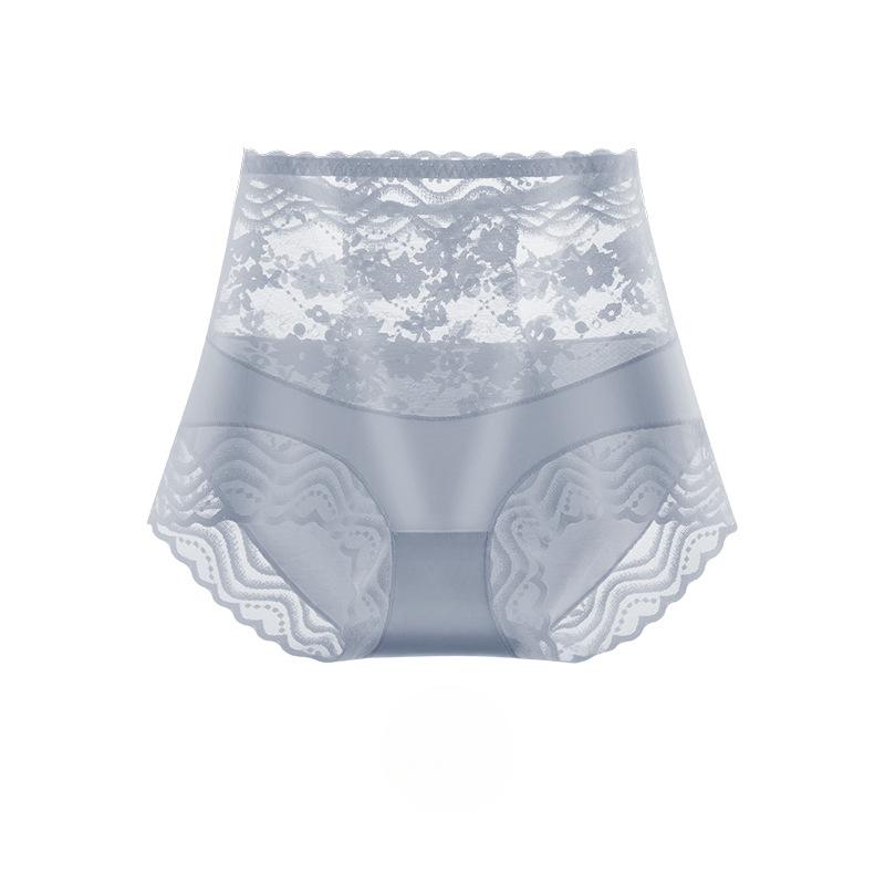 Нижнее белье с высокой талией для женщин, выполненное из кружевных трусиков из чистого хлопка с зауженным шаговым швом, приподнятые бедра, большая талия, зауженные треугольные трусики
