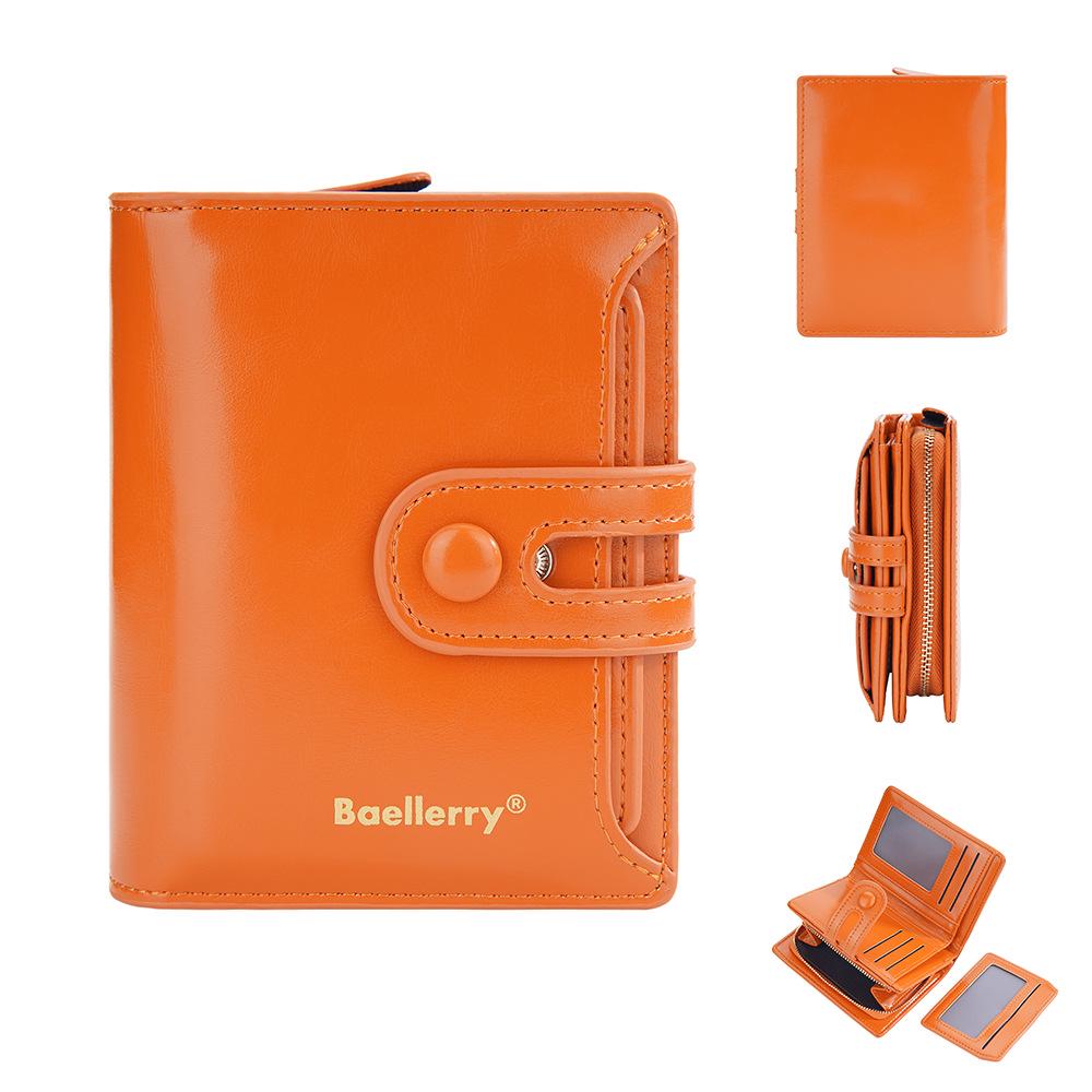 Женский кошелек Baellerry из блестящей кожи с масляной восковой пропиткой - Короткий, Много отделений для карт, Карман для монет на молнии, Универсальный дизайн