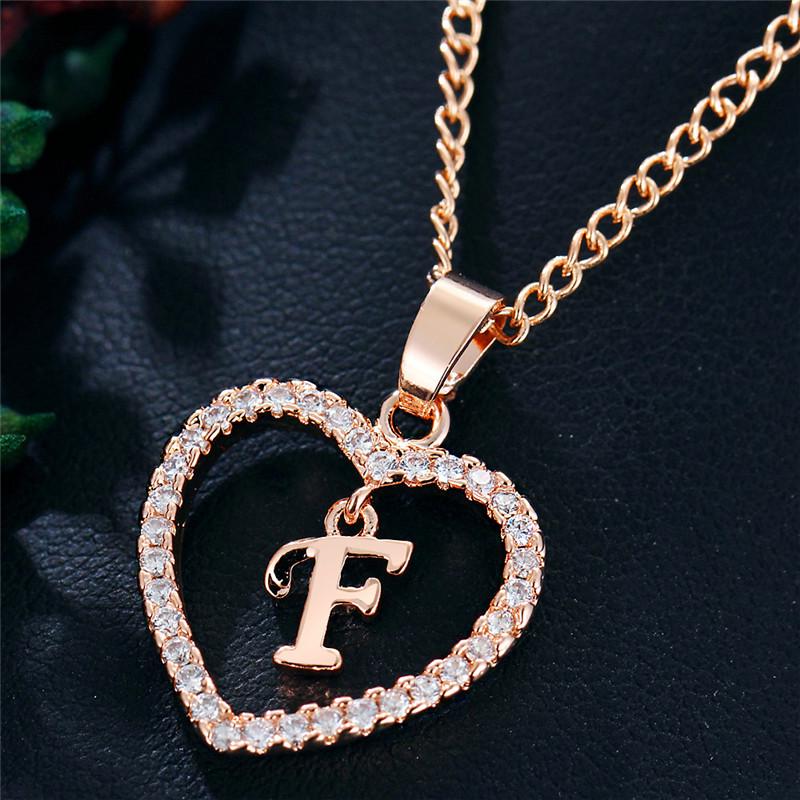 Charming Alphabet Elegant Pendant Initial Letter Simple Exquisite Love Heart Necklace Fashion DIY